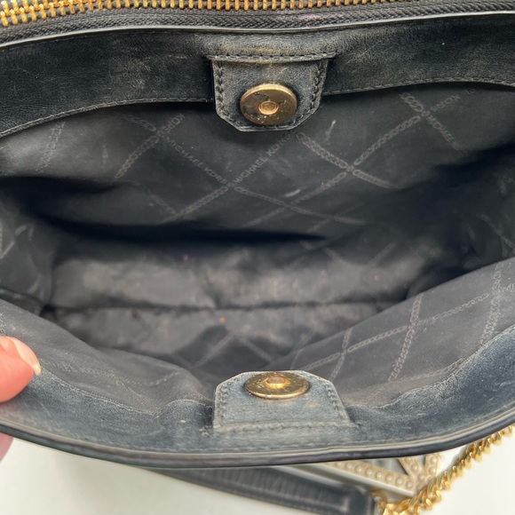 Michael Kors Black Chevron Shoulder Bag with Gold Accents - Picture 12 of 15